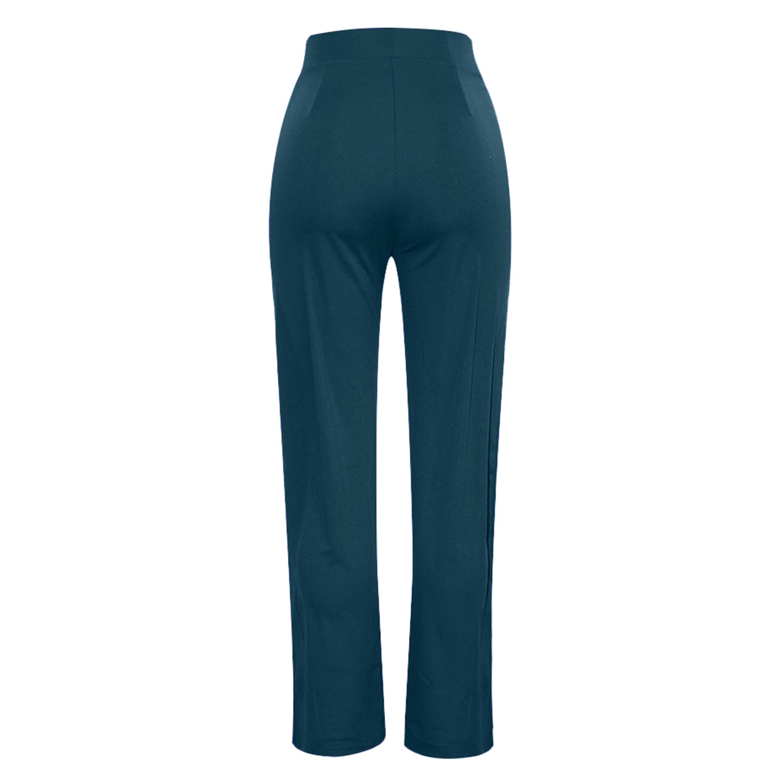 thumbnail image 5 of Pantalones rectos elásticos de cintura alta para mujer - Poliéster, color liso, informal para el trabajo - Pantalones de oficina para todas las estaciones, 5 of 5
